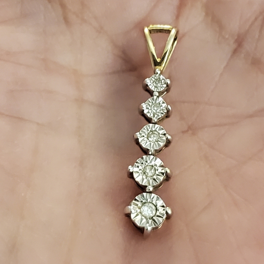 10k Solid Gold Diamond Accent Pendant